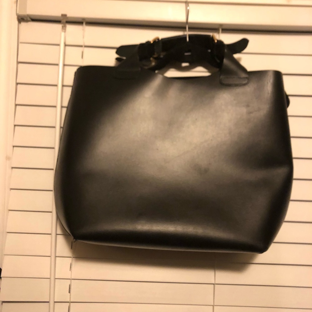 Zara black leather tote